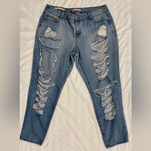 curvy high rise distressed jeans